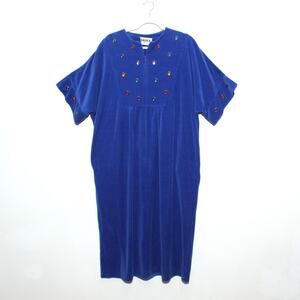 Vintage Ariel New York Long Velour Zip Front Robe Cabochon Accents